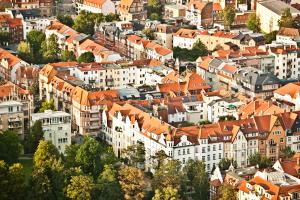 Blick aus der Vogelperspektive ins Damenviertel