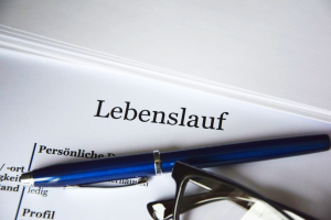 Stift liegt auf Lebenslauf