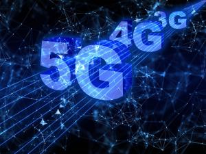 Schriftzug 5G, im Hintergrund ist 4G und 3G zu sehen